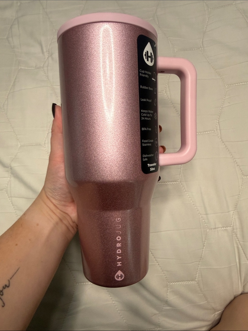 HydroJug Metallic Light Pink Insulated Travel Mug with Handle
Pink X Hydrojug